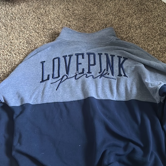 Pink Branded Two Toned Half Zip- Blue - Picture 3 of 3